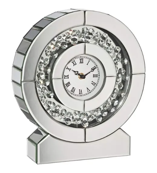 Claudyn Mirrored and Crystal Table Clock